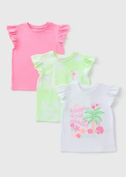 3 Pack Girls Multicolour Tie Dye T-Shirts (1-7yrs)
