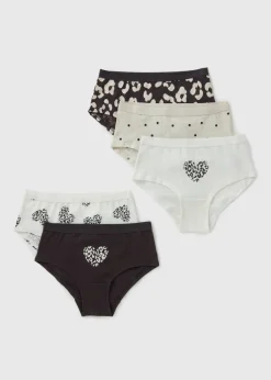 5 Pack Girls Nude Leopard Hipster Briefs (6-13yrs)