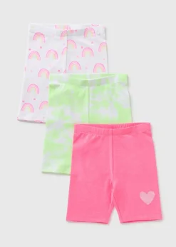 3 Pack Girls Pink Neon Shorts (1-7yrs)