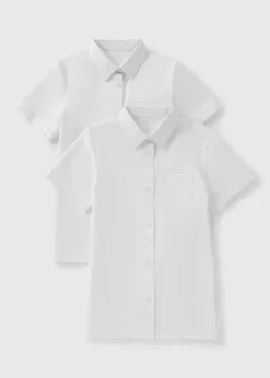 2 Pack Girls Slim Fit Short Sleeve Shirt (4-16yrs)