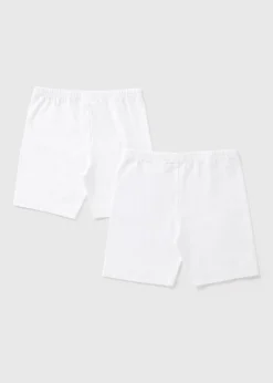 2 Pack Girls White Cycling Shorts (3-13yrs)