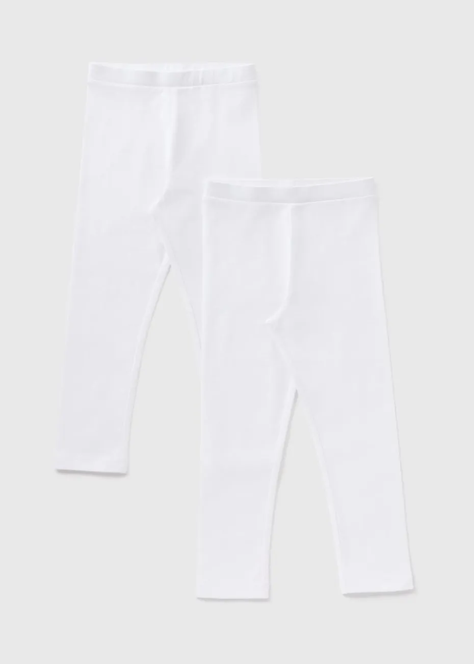 2 Pack Girls White Leggings (1-7yrs)