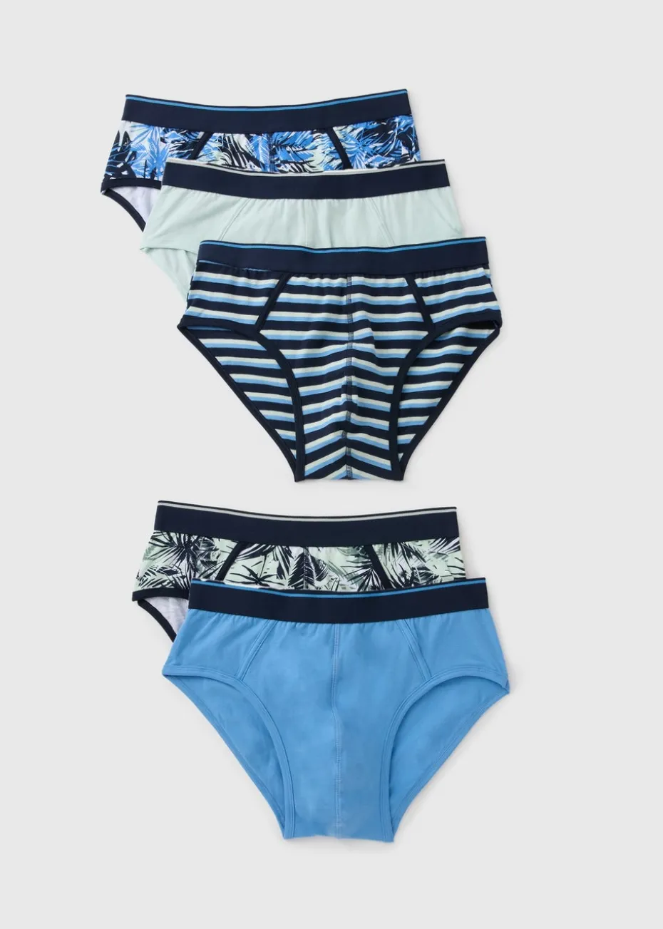 5 Pack Green Palm Printed Briefs
