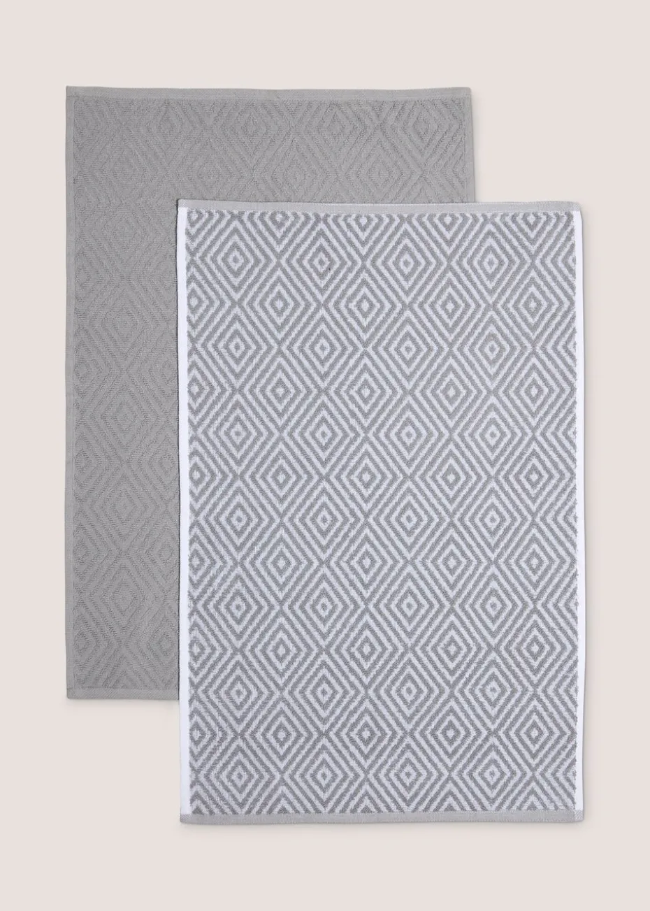 2 Pack Grey Geometric Tea Towels