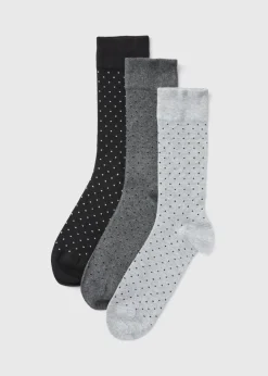 3 Pack Grey Mono Spot Modal Socks