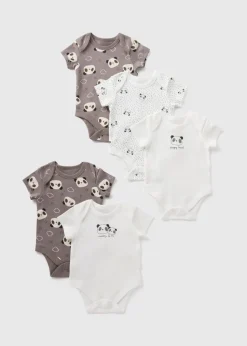 5 Pack Grey Panda Bodysuits (Newborn-23mths)