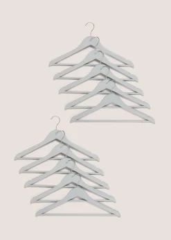 10 Pack Grey Wooden Hangers