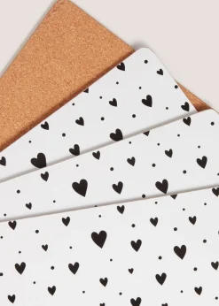 4 Pack Heart Cork Placemats