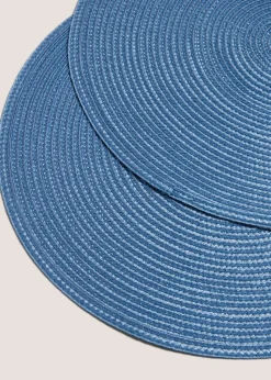 4 Pack Indigo Blue Woven Placemats