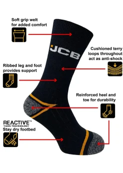 3 Pack JCB Black Work Socks