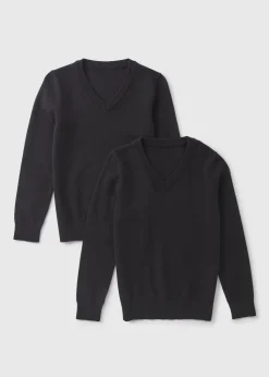 2 Pack Kids Black School Knit Jumpers (3-13yrs)