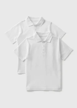 2 Pack Kids White Velcro Polo Shirts (4-12yrs)