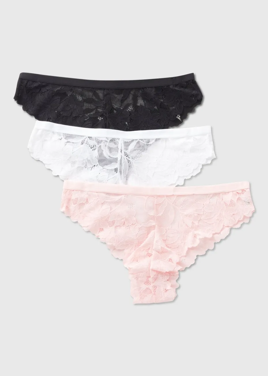 3 Pack Lace Brazilian Knickers