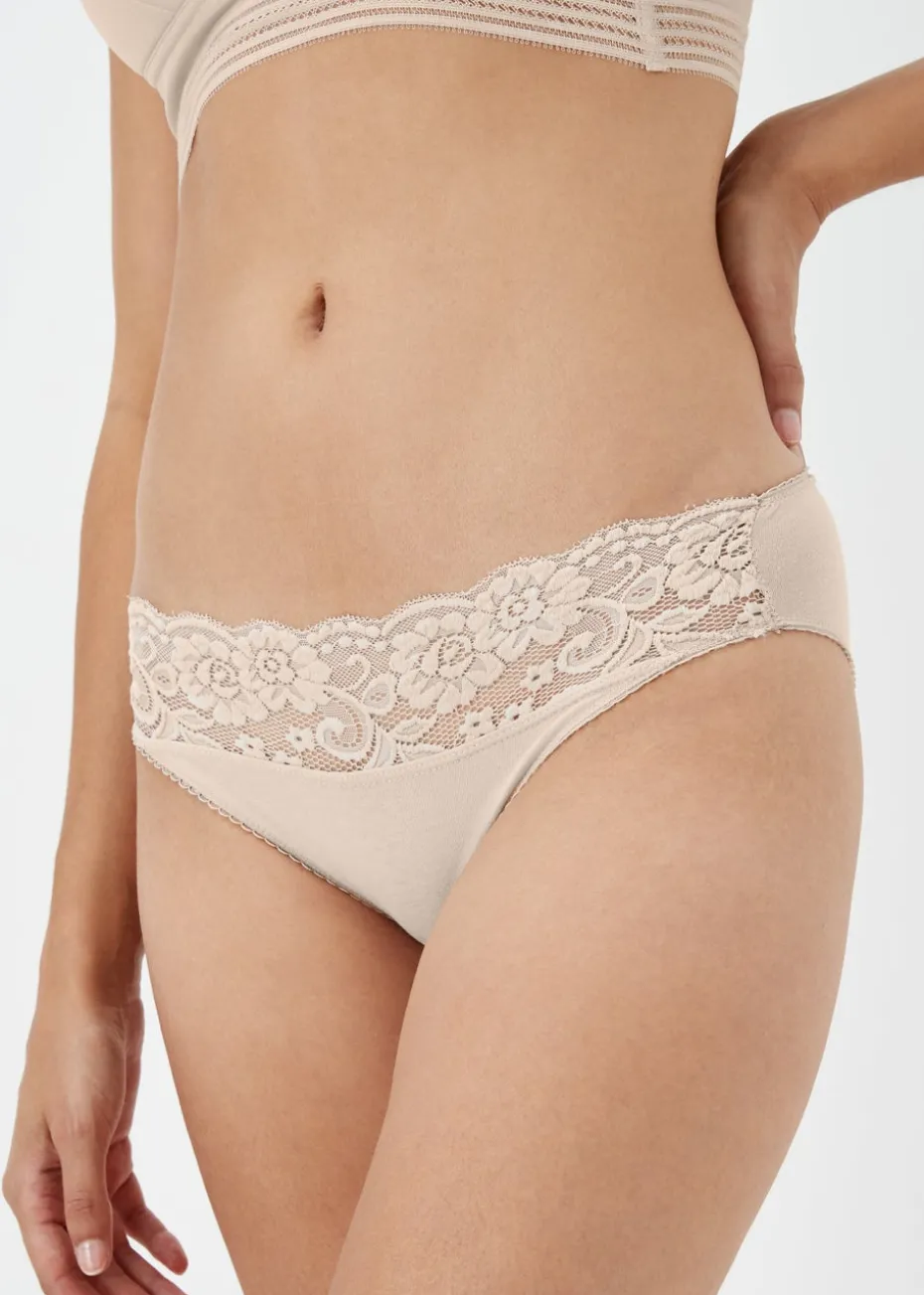 4 Pack Lace Trim High Leg Knickers