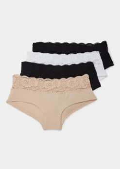 4 Pack Lace Trim Short Knickers