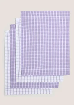 4 Pack Lilac Check Terry Tea Towels