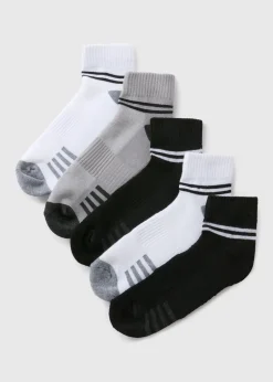 5 Pack Mono Quarter Trainer Socks