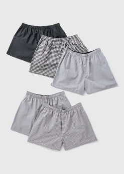 5 Pack Mono Woven Check Boxers