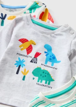 3 Pack Multicolour Dino Long Sleeve Tops (Newborn-23mths)