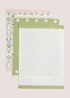 3 Pack Multicolour Folk Rabbit Tea Towels