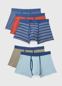 5 Pack Multicolour Geo Keyhole Boxers