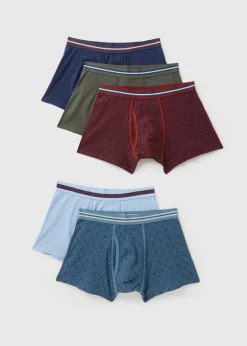 5 Pack Multicolour Geometric Keyhole Boxers