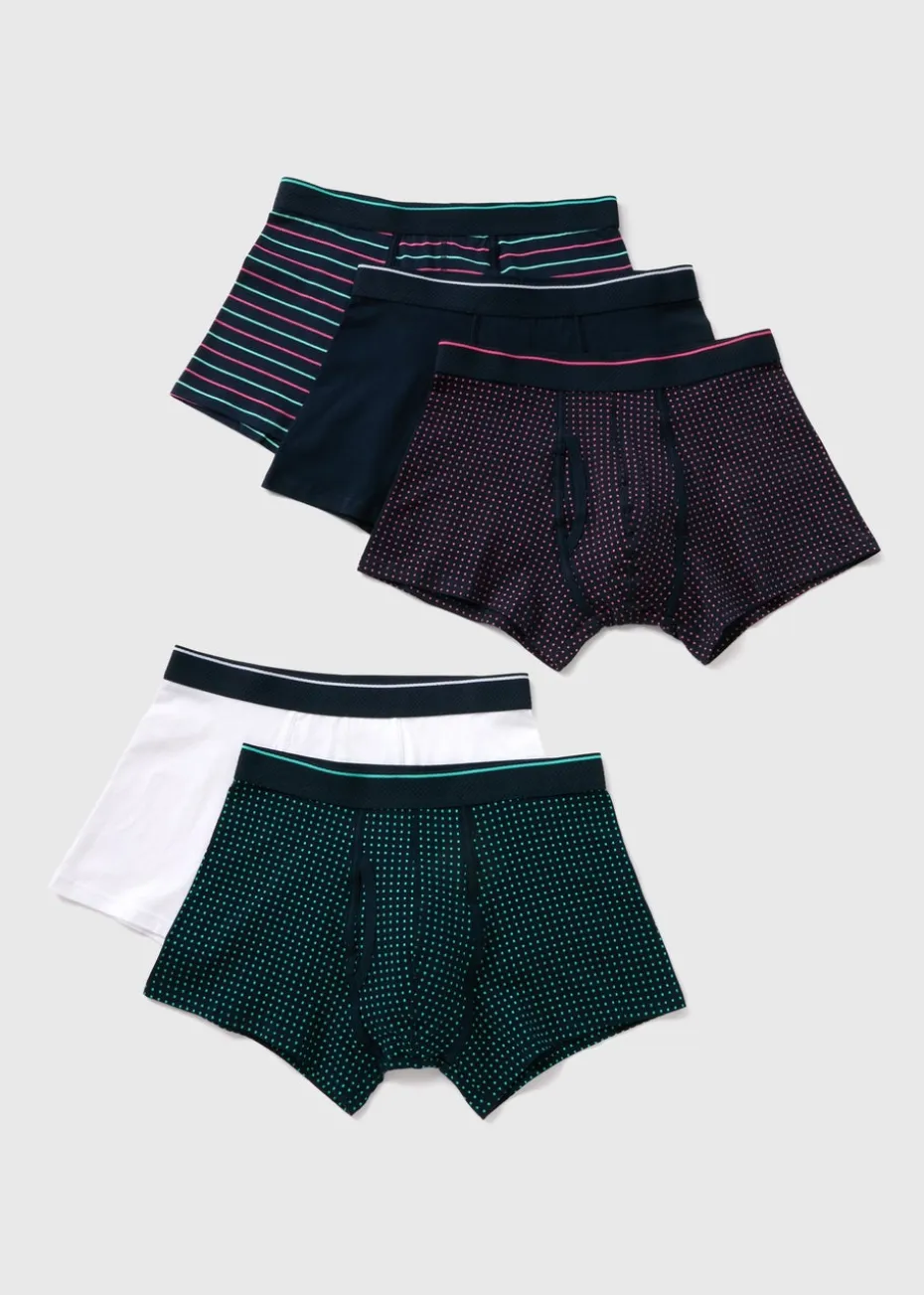 5 Pack Multicolour Patterned Keyhole Boxers