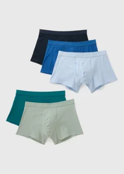 5 Pack Multicolour Plain Keyhole Boxers