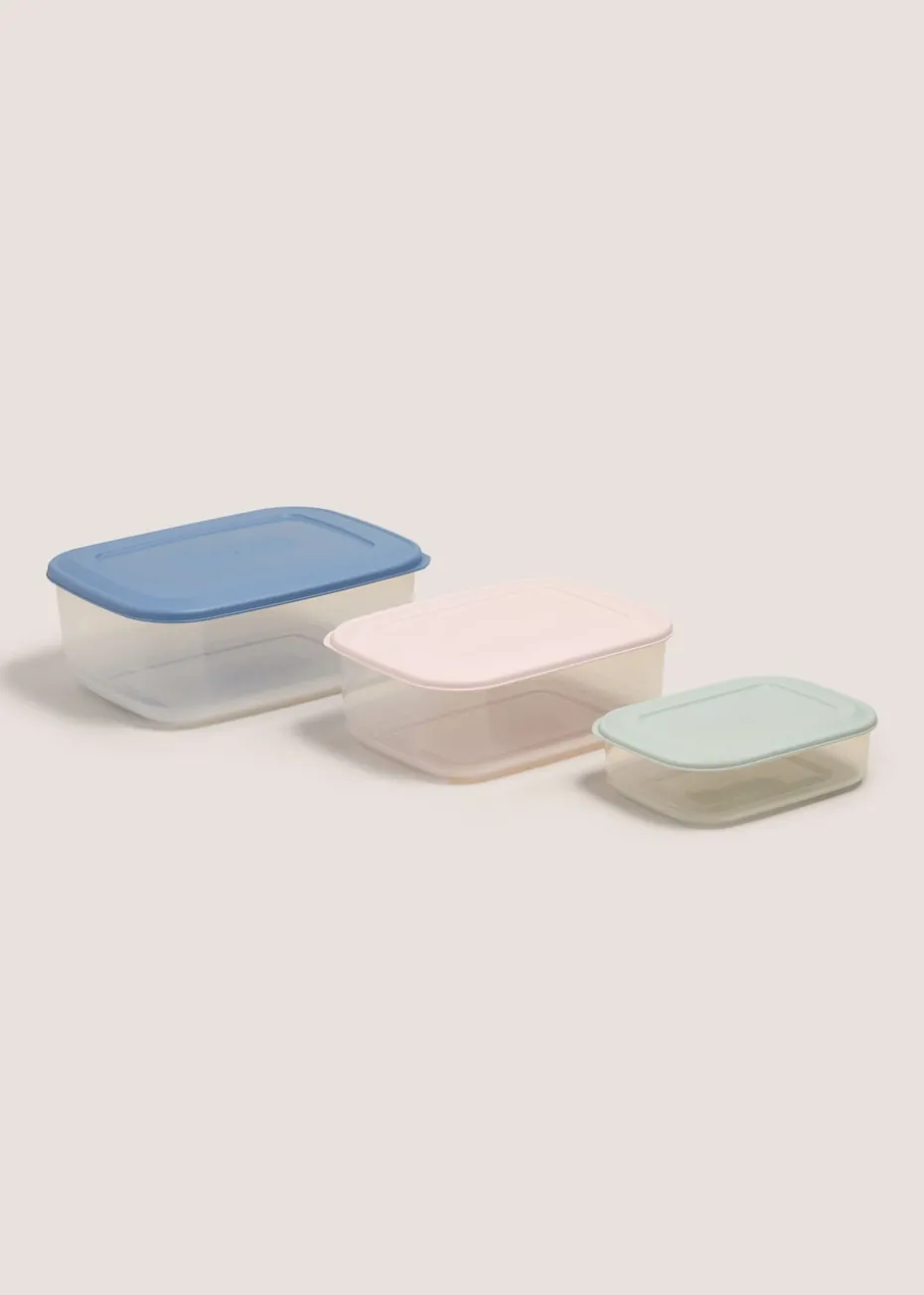 3 Pack Multicolour Rectangle Food Containers