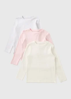 3 Pack Multicolour Ribbed Long Sleeve Top (1-7yrs)