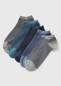 5 Pack Multicolour Stripe Trainer Socks