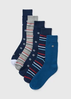 5 Pack Multicolour Stripe Football Socks