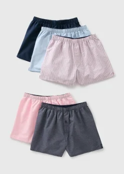 5 Pack Multicolour Woven Check Boxers