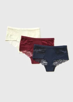 3 Pack Multicoloured Brushed Midi Knickers
