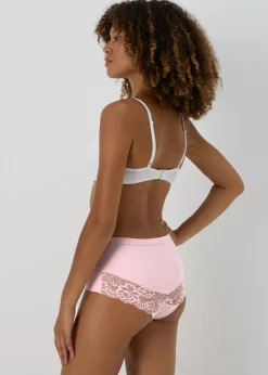 3 Pack Multicoloured Brushed Lace Midi Knickers