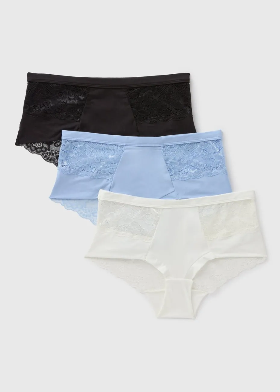 3 Pack Multicoloured Lace Midi Knickers