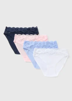 4 Pack Multicoloured Lace High Leg Knickers
