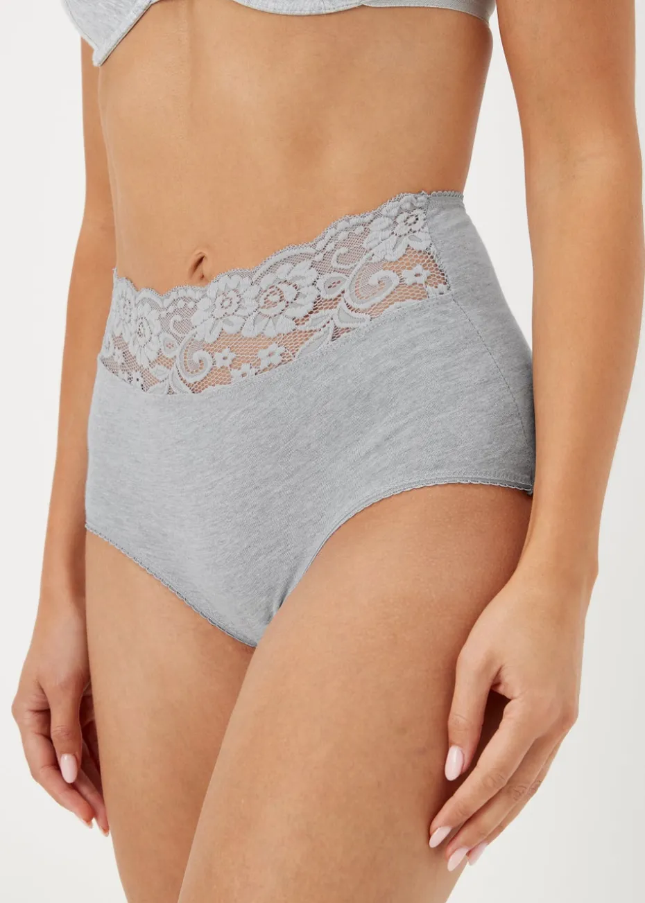 4 Pack Multicoloured Lace Trim Full Knickers