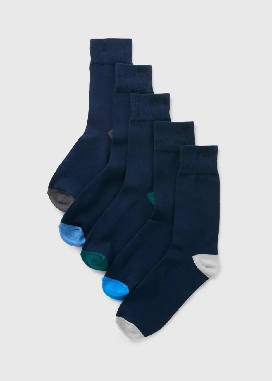 5 Pack Navy Coloured Toe Socks