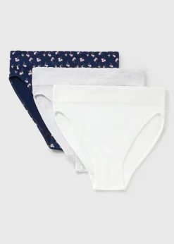 3 Pack Navy Floral High Leg Knickers
