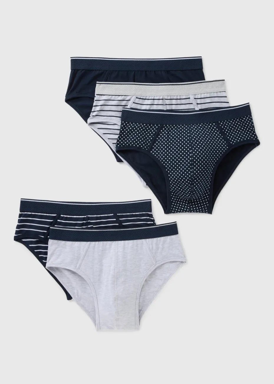 5 Pack Navy Mono Briefs