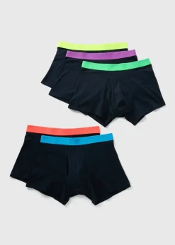 5 Pack Navy Neon Waistband Keyhole Boxers