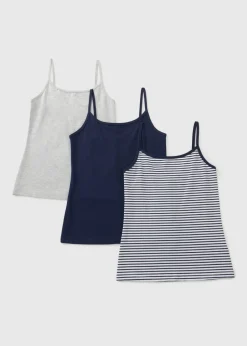 3 Pack Navy Stripe Cami Tops