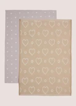 2 Pack Neutral Heart Tea Towels