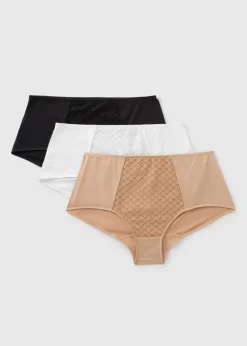 3 Pack Neutral Lace Midi Knickers