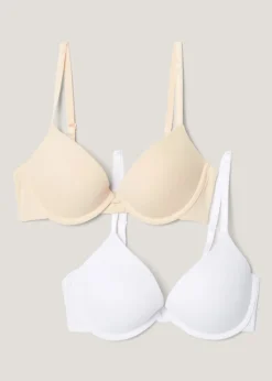 2 Pack Nude & White Smooth Plunge Bras
