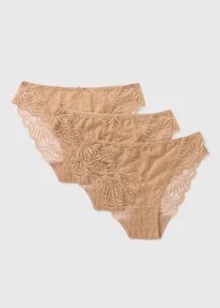 3 Pack Nude Lace High Leg Knickers