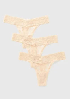 3 Pack Nude Lace Thongs