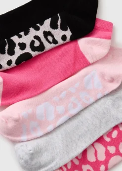 5 Pack Pink Animal Ankle Socks