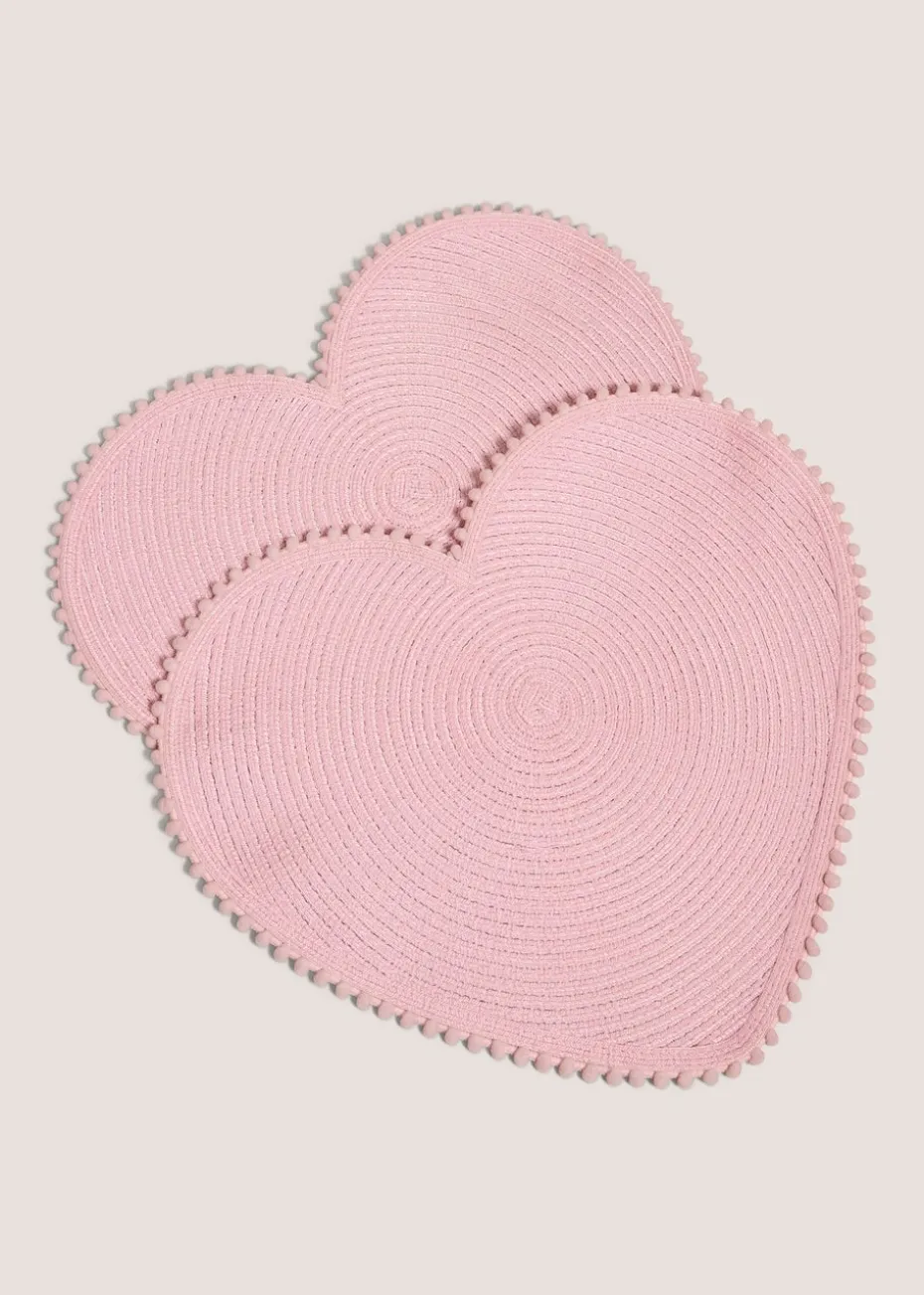 2 Pack Pink Heart Shaped Placemats